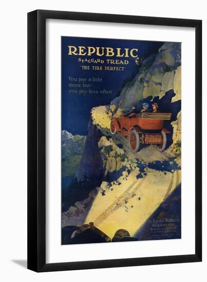 Ad for Republic Automobile Tires, Republic Rubber Co., Youngstown, Ohio, c.1908-null-Framed Giclee Print