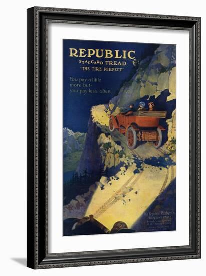 Ad for Republic Automobile Tires, Republic Rubber Co., Youngstown, Ohio, c.1908-null-Framed Giclee Print