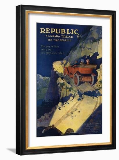 Ad for Republic Automobile Tires, Republic Rubber Co., Youngstown, Ohio, c.1908-null-Framed Giclee Print