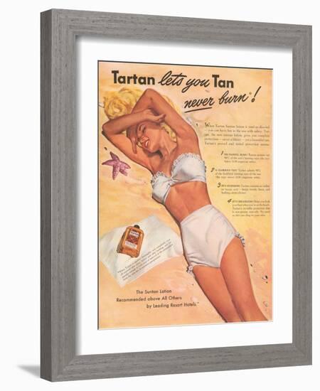 Ad for Sun Tan Lotion-null-Framed Art Print