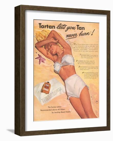 Ad for Sun Tan Lotion-null-Framed Art Print