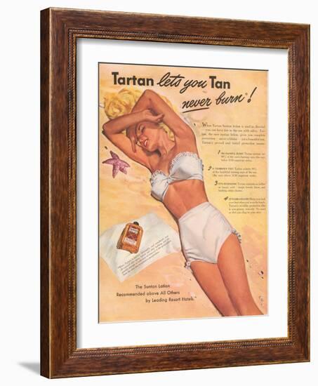 Ad for Sun Tan Lotion-null-Framed Art Print