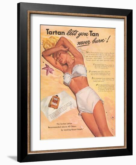 Ad for Sun Tan Lotion-null-Framed Art Print