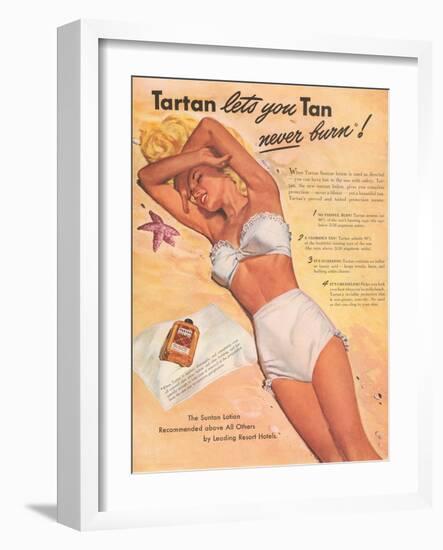 Ad for Sun Tan Lotion-null-Framed Art Print