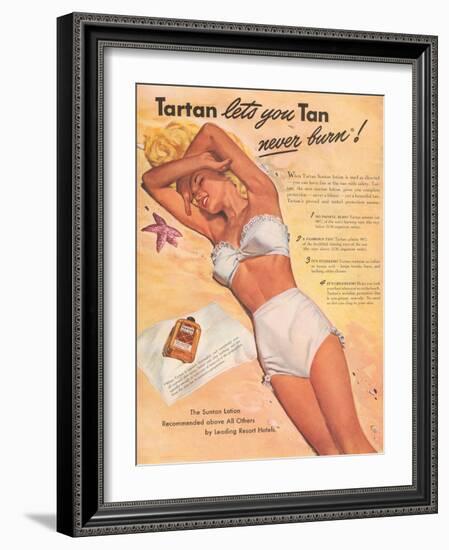 Ad for Sun Tan Lotion-null-Framed Art Print