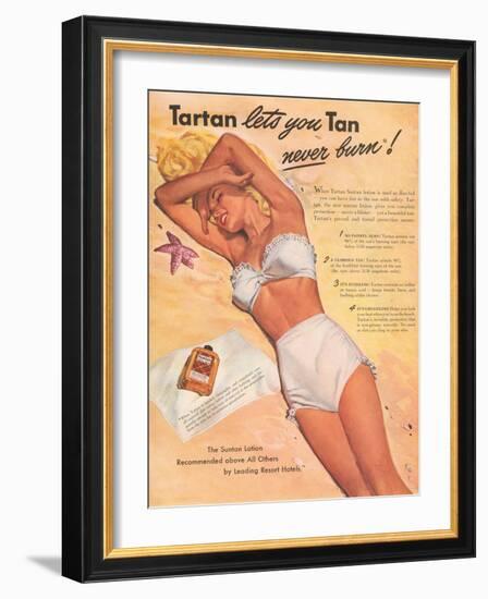 Ad for Sun Tan Lotion-null-Framed Art Print