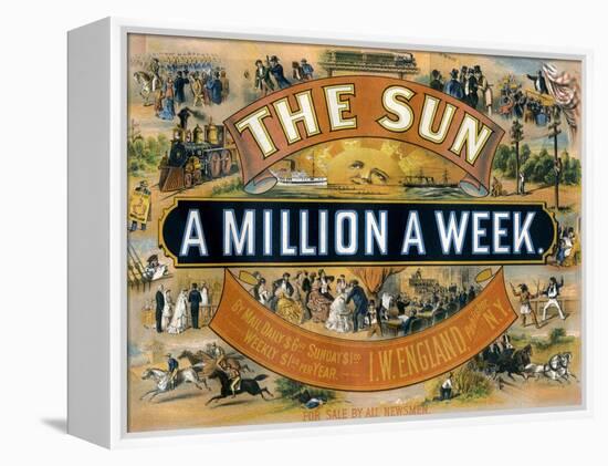 Ad for the New York Sun, a Weekly Newspaper, c.1880-null-Framed Premier Image Canvas