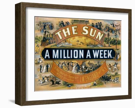 Ad for the New York Sun, a Weekly Newspaper, c.1880-null-Framed Giclee Print