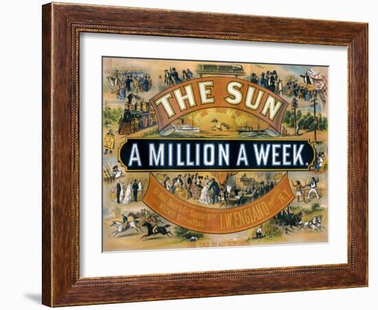 Ad for the New York Sun, a Weekly Newspaper, c.1880-null-Framed Giclee Print