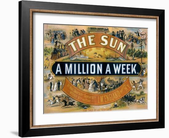 Ad for the New York Sun, a Weekly Newspaper, c.1880-null-Framed Giclee Print