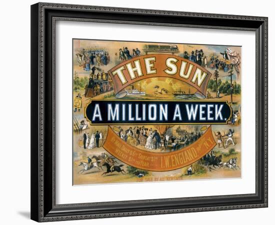 Ad for the New York Sun, a Weekly Newspaper, c.1880-null-Framed Giclee Print