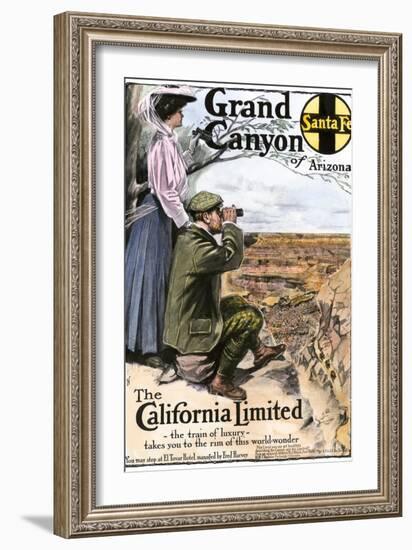 Ad for Visiting the Grand Canyon Aboard the "California Limited," Santa Fe RR, 1908-null-Framed Giclee Print