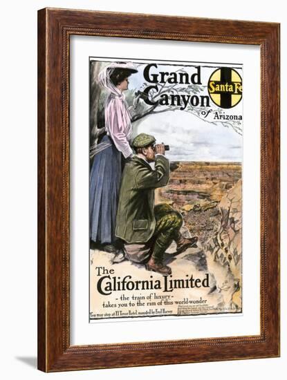 Ad for Visiting the Grand Canyon Aboard the "California Limited," Santa Fe RR, 1908-null-Framed Giclee Print