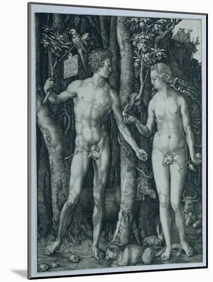 Adam and Eve, 1504 (Engraving)-Albrecht Dürer or Duerer-Mounted Giclee Print