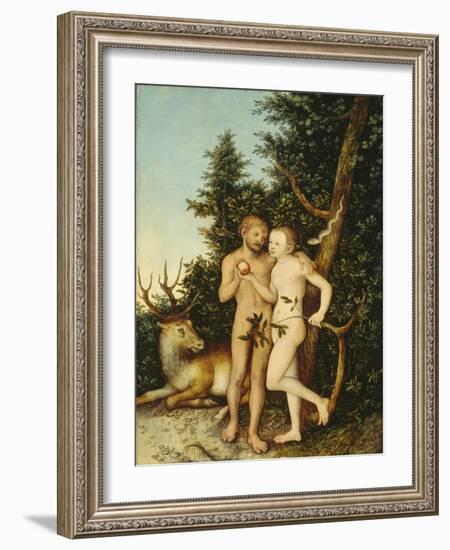 Adam and Eve, 1525-Lucas Cranach the Elder-Framed Giclee Print