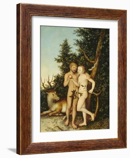 Adam and Eve, 1525-Lucas Cranach the Elder-Framed Giclee Print