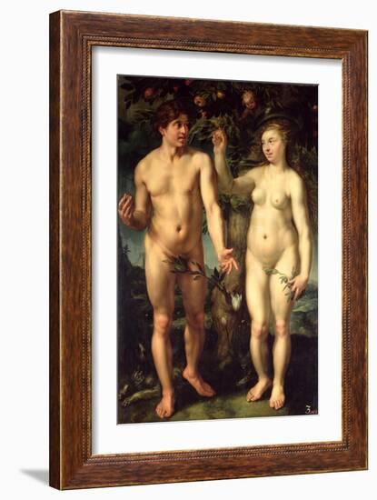 Adam and Eve, 1608-Hendrik Goltzius-Framed Giclee Print