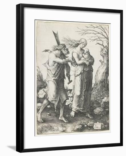 Adam and Eve after their Expulsion from Paradise, 1510-Lucas van Leyden-Framed Giclee Print