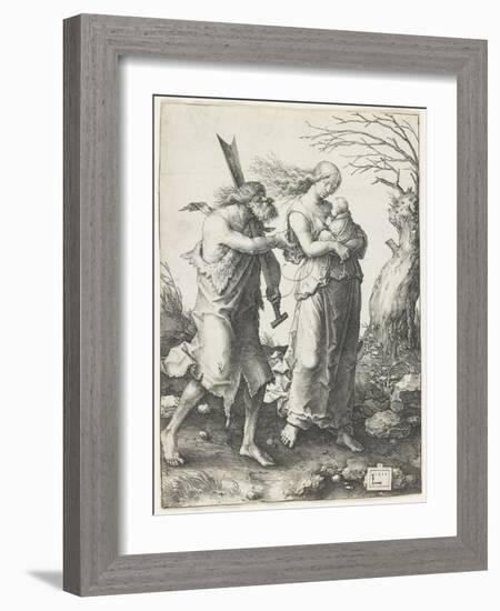 Adam and Eve after their Expulsion from Paradise, 1510-Lucas van Leyden-Framed Giclee Print