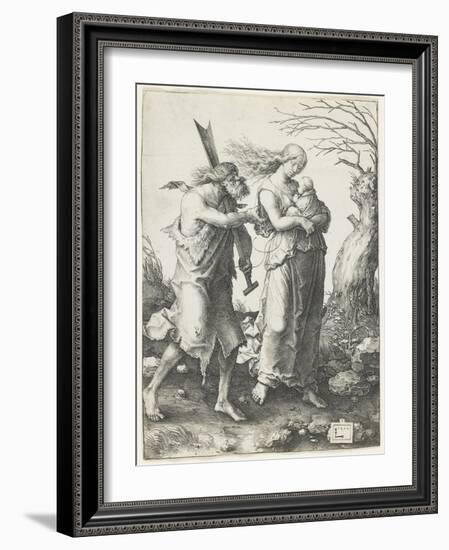 Adam and Eve after their Expulsion from Paradise, 1510-Lucas van Leyden-Framed Giclee Print