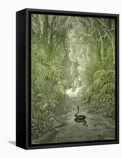 Adam and Eve and Snake by Dore-Science Source-Framed Premier Image Canvas