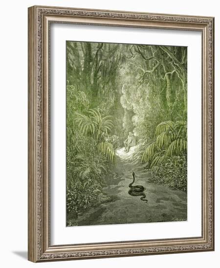 Adam and Eve and Snake by Dore-Science Source-Framed Giclee Print