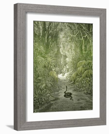 Adam and Eve and Snake by Dore-Science Source-Framed Giclee Print