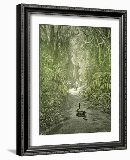 Adam and Eve and Snake by Dore-Science Source-Framed Giclee Print