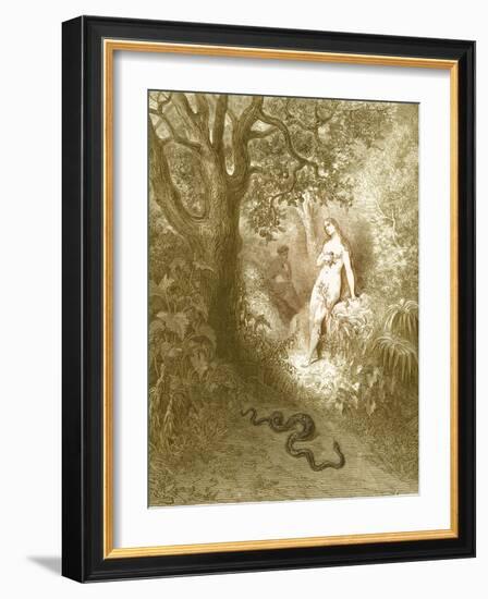 Adam and Eve and Snake by Dore-Science Source-Framed Giclee Print