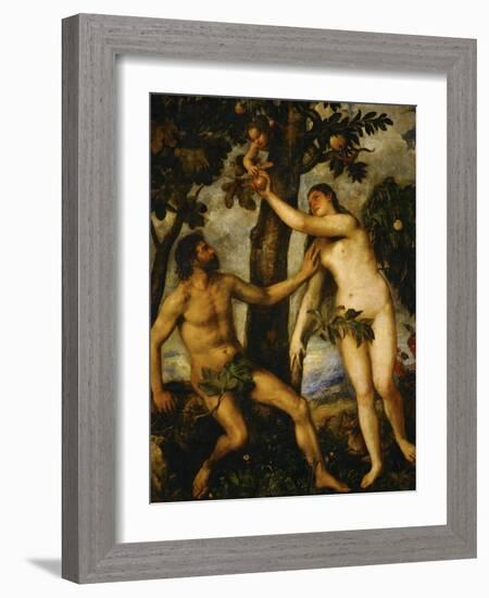 Adam and Eve, Around 1570-Titian (Tiziano Vecelli)-Framed Giclee Print