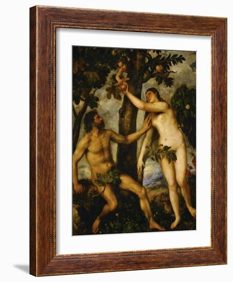 Adam and Eve, Around 1570-Titian (Tiziano Vecelli)-Framed Giclee Print