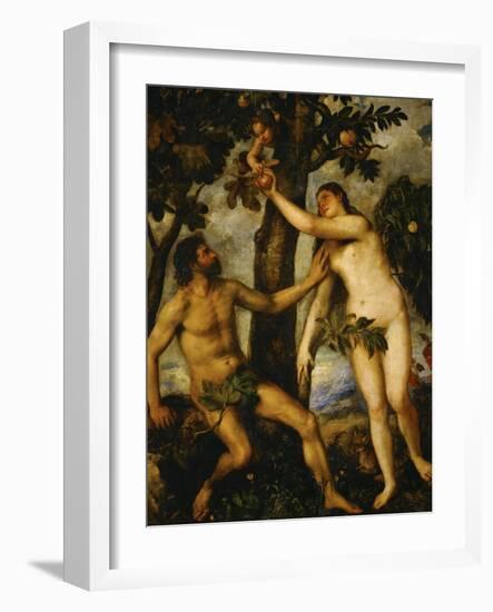 Adam and Eve, Around 1570-Titian (Tiziano Vecelli)-Framed Giclee Print