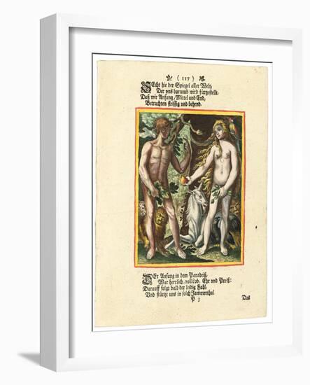 Adam and Eve, C.1700-1725-Matthaus Merian The Elder-Framed Giclee Print