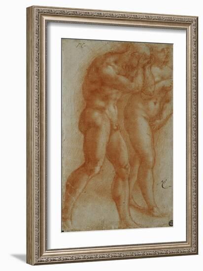 Adam and Eve Chased from Paradise, Copy after Masaccio, Red Chalk-Michelangelo Buonarroti-Framed Giclee Print