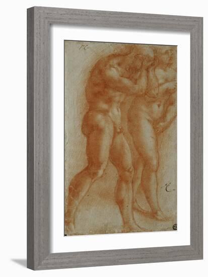 Adam and Eve Chased from Paradise, Copy after Masaccio, Red Chalk-Michelangelo Buonarroti-Framed Giclee Print