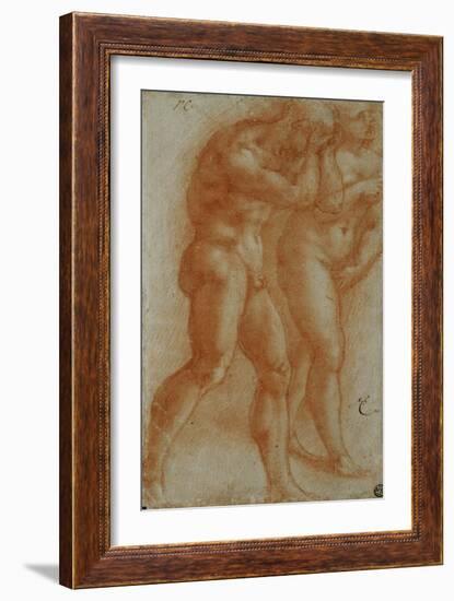 Adam and Eve Chased from Paradise, Copy after Masaccio, Red Chalk-Michelangelo Buonarroti-Framed Giclee Print