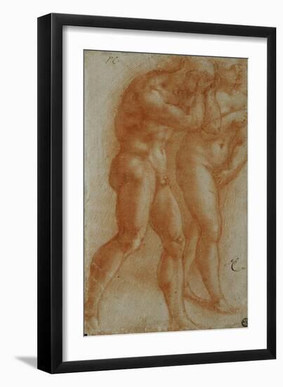 Adam and Eve Chased from Paradise, Copy after Masaccio, Red Chalk-Michelangelo Buonarroti-Framed Giclee Print