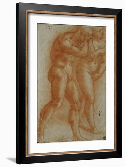 Adam and Eve Chased from Paradise, Copy after Masaccio, Red Chalk-Michelangelo Buonarroti-Framed Giclee Print