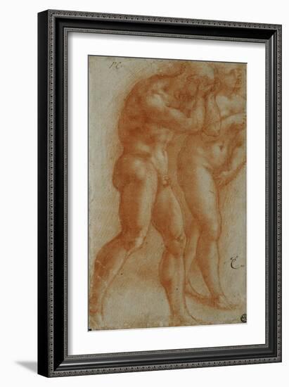 Adam and Eve Chased from Paradise, Copy after Masaccio, Red Chalk-Michelangelo Buonarroti-Framed Giclee Print