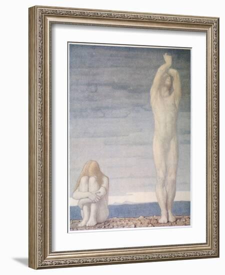 Adam and Eve Despair Learning That They are to be Expelled from Eden-F. Cayley-Framed Art Print