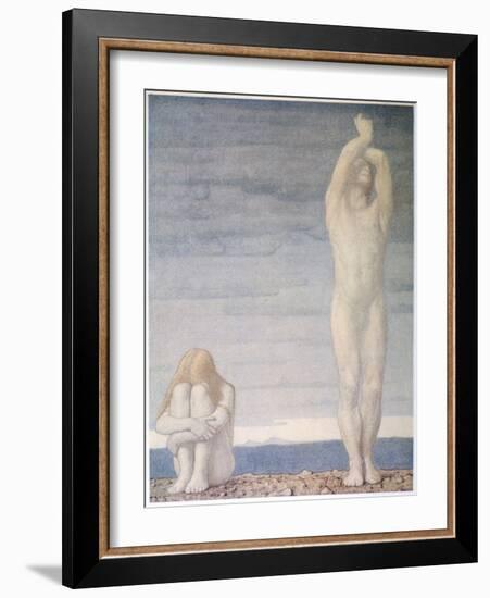 Adam and Eve Despair Learning That They are to be Expelled from Eden-F. Cayley-Framed Art Print
