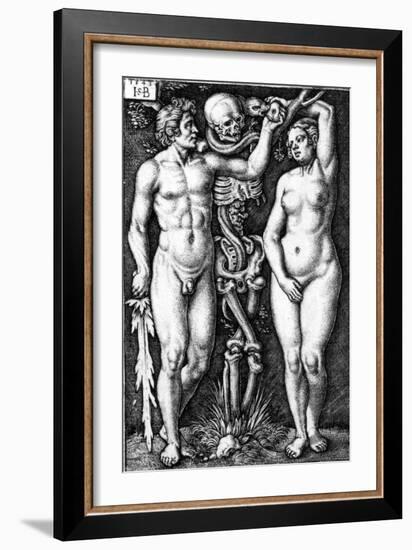 Adam and Eve, Engraved by Hans Sebald Beham, 1543-Barthel Beham-Framed Giclee Print