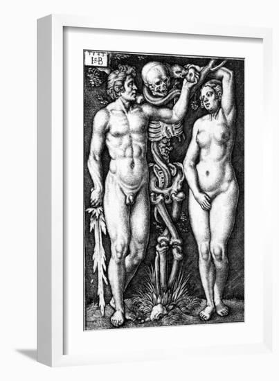 Adam and Eve, Engraved by Hans Sebald Beham, 1543-Barthel Beham-Framed Giclee Print