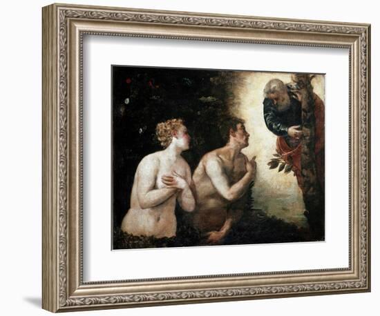 Adam and Eve Face the Eternal Father, 1550-1553 (Painting)-Jacopo Robusti Tintoretto-Framed Giclee Print