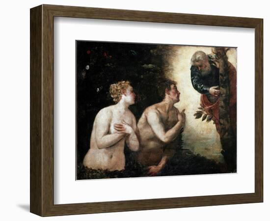 Adam and Eve Face the Eternal Father, 1550-1553 (Painting)-Jacopo Robusti Tintoretto-Framed Giclee Print