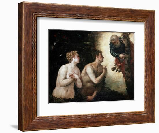 Adam and Eve Face the Eternal Father, 1550-1553 (Painting)-Jacopo Robusti Tintoretto-Framed Giclee Print