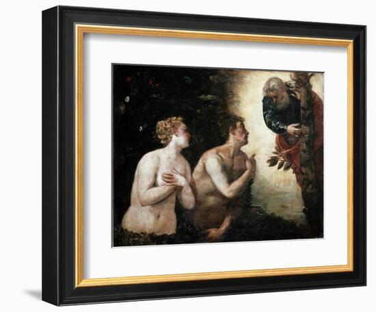 Adam and Eve Face the Eternal Father, 1550-1553 (Painting)-Jacopo Robusti Tintoretto-Framed Giclee Print