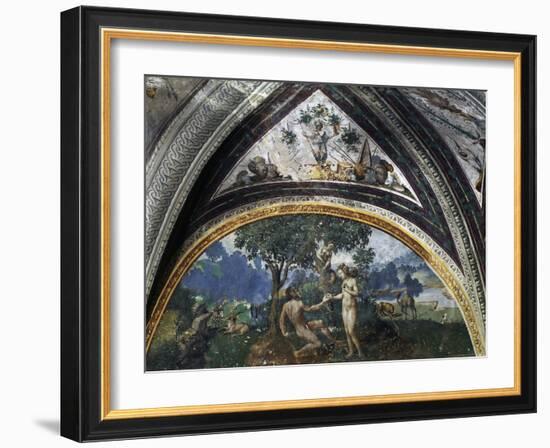 Adam and Eve, Fresco by Unknown 16th-Century Artist, Lunette from Hall of Creation, Besta Palace in-null-Framed Giclee Print