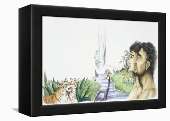 Adam and Eve in Garden of Eden-null-Framed Premier Image Canvas
