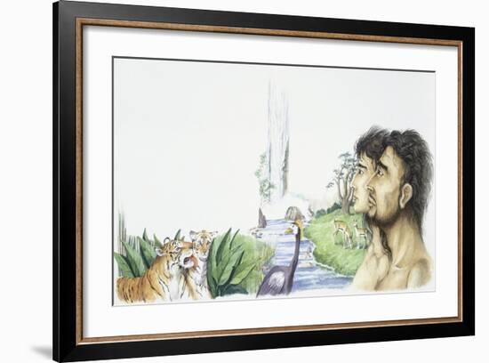 Adam and Eve in Garden of Eden-null-Framed Giclee Print